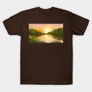 Forest with lake reflection T-Shirt